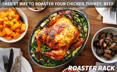 Roasting Rack, Black with Integrated Feet, Enamel Finished, Nonstick, (10”x6.5”)