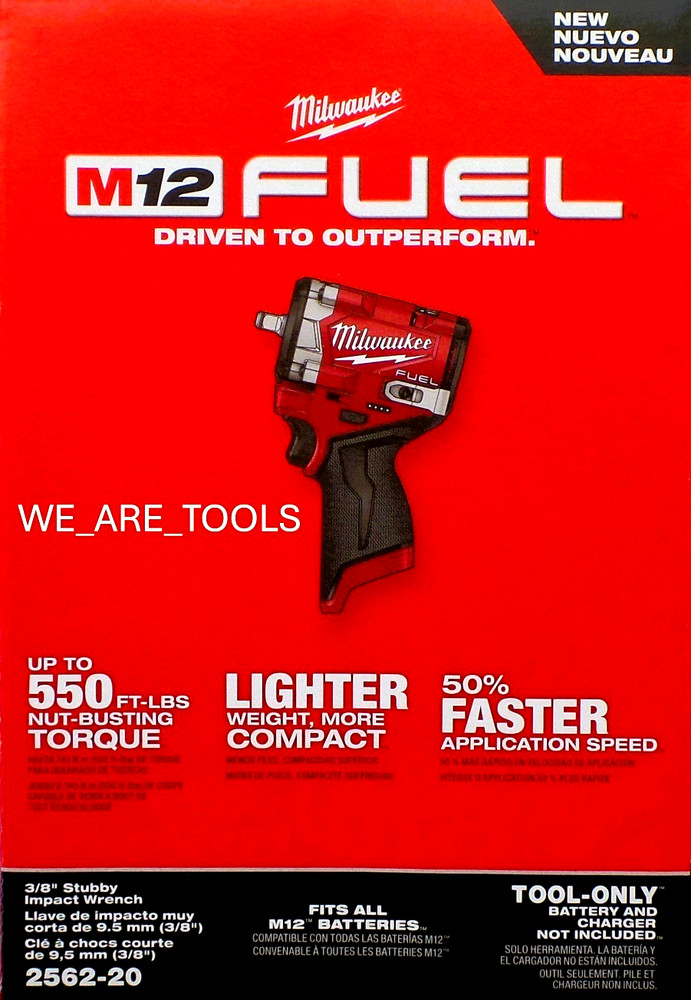 NEW Milwaukee 2562-20 M12 FUEL 3/8″ Stubby Impact Wrench w/ Friction Ring