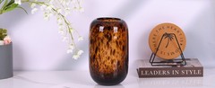 10.3in ber Vase,Tortoise Decor,Brown Glass,Round Art,Modern Clear