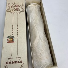Large Colonial Pillar 14 in White Candle made USA 12 Days of Christmas Used Vtg