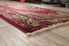 Red Traditional Geometric Area Rug 4×6 Hand-knotted Wool Carpet for Any Room
