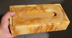 NEW VINTAGE / Rectangle Marbleized Faux Marble Tissue Paper Holder Box Bathroom