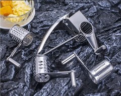 Cheese Grater Stainless Steel Vegetable Shredder Cutter Grinder 4 Drum Blades