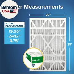 20X25X5 AC Furnace Air Filter, MPR 700, MERV 8, Fits Trion Air Bear & Carrier, D