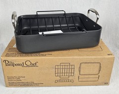 Pampered Chef Roasting Pan w/ Rack #2872 Non-Stick 16x12x4