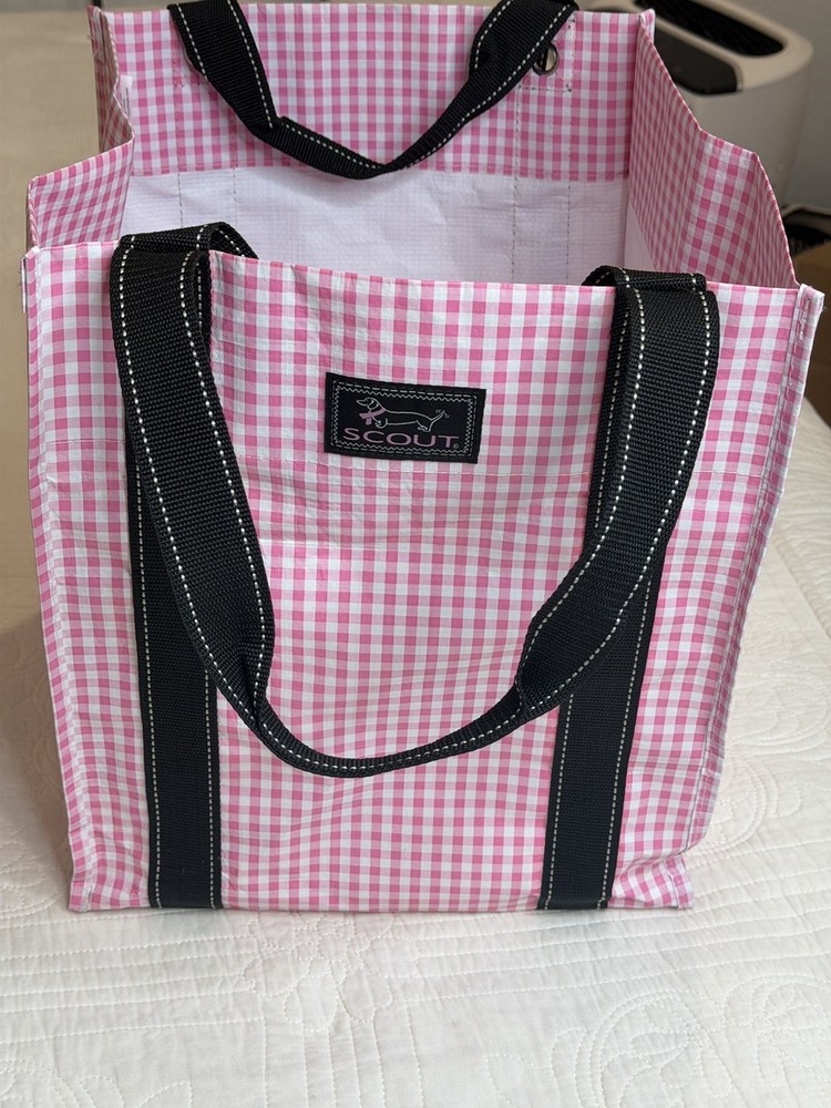 SCOUT Bagette Market Tote Reusable Grocery Bag with Burst-Proof Bottom Pink