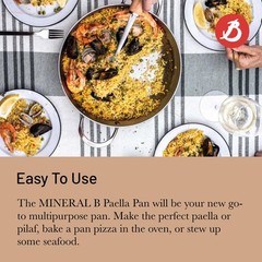 MINERAL B Carbon Steel Paella Pan – 12.5” Diameter, 9.25” Cooking Surface – M…