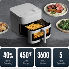 Chefman Crispinator Air Fryer 6-in-1 8 Qt 450°F Max Temp TurboFry Concrete – New