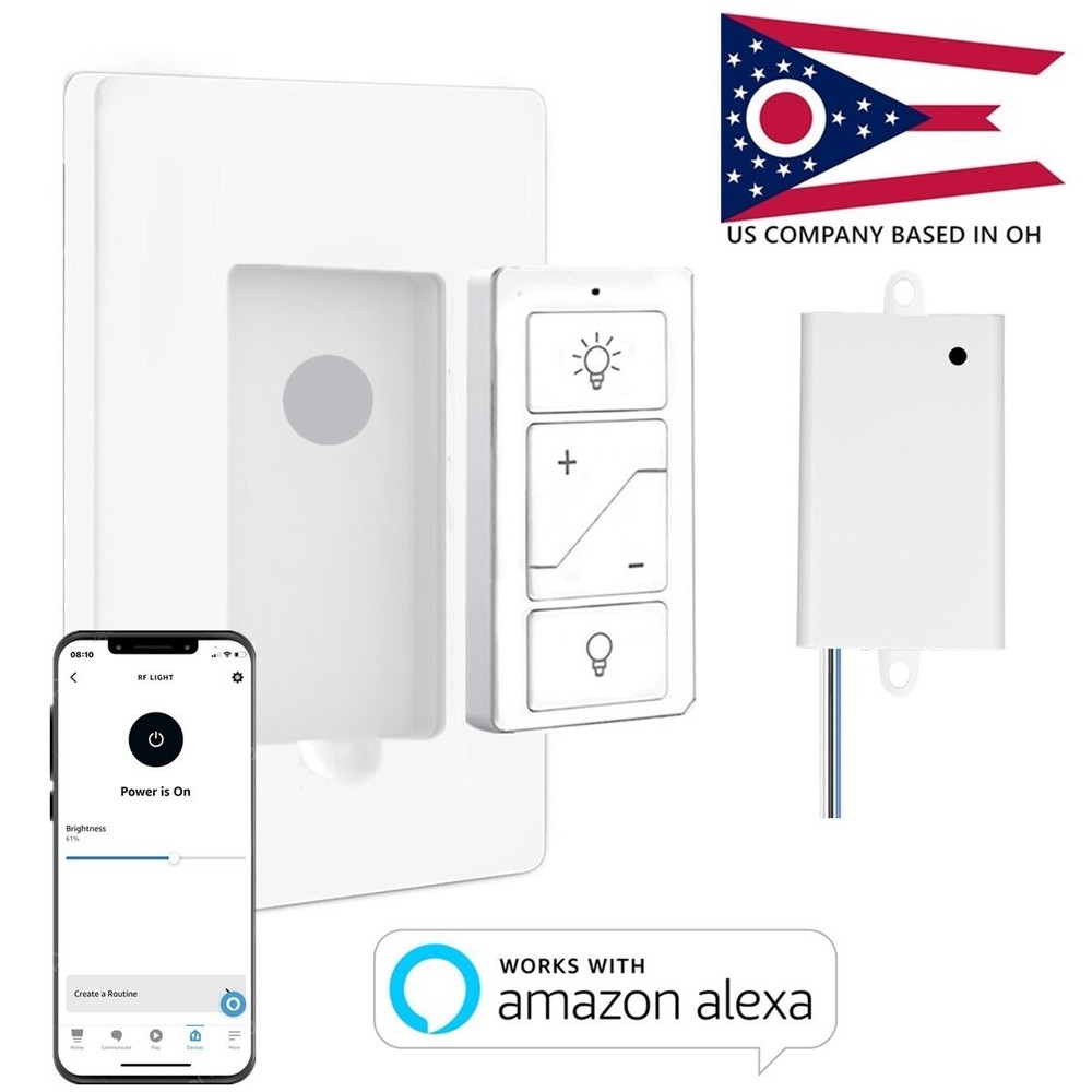 USED Smart Wireless Light Switch and Receiver Kit Dimming No wiring Work Alexa