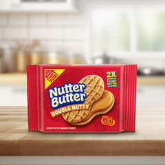 NUTTER BUTTER Double Nutty Peanut Butter Sandwich Cookies Family Size, 15.27 oz.