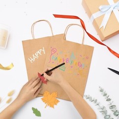 Kraft Paper Bags with Handles Party Shopping Gift Bags Bulk Brown White Black
