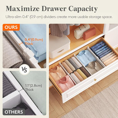 Lifewit 5″ High 5 Pack Drawer Dividers, 11.5″-18.5″ Adjustable Deep Drawer Organ