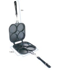 Perfect Double Sided Pancake Maker Pan 4 Round Molds Eggs Crepe Pancake Flip Pan