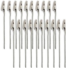 20 Pack Metal Wire Alligator Clamp, 4” Long-Tailed Iron Silver