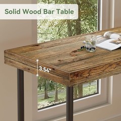 70.9” Solid Wood Bar Table Industrial Narrow High Top Bar Unit for 6-8 People