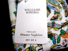 WILLIAMS SONOMA PAPILLON BUTTERFLY NAPKINS SET OF FOUR 85 COTTON 15 LINEN NWTAGS
