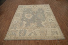 Gray Oushak Turkish Area Rug 8×10 Hand-knotted Wool Oriental Carpet for Any Room