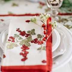 Couleur Nature, “Gooseberry Red & Green” French Country Holiday Tablecloths, NEW
