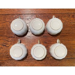 Old Paris White and Gold Porcelain Teacups and Saucers, Set of 6