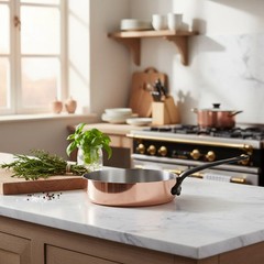 Mauviel M’Heritage M’150 CI Copper Saute Pan With Cast Iron Handle, 1.8-Qt