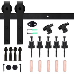 6.6FT Sliding Barn Door Hardware Kit Modern Closet Hang Style Track Rail Black