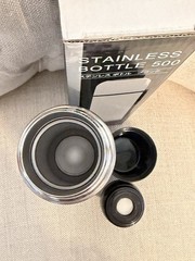 Stainless Steel Thermal Bottle with Cup Vacuum Insulated Bottle Black Gray 500ml