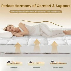 5 Inch Duck Feather Bed King Size, 100% Cotton Extra Thick Mattress Topper, 2500