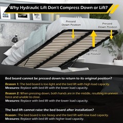 4.6FT Bed Lift Mechanism, Pneumatic Gas Spring, 286.6-319.7lbs Capacity, Storage