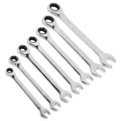 Ratchet Wrench Combination Kit Metric Fixed Spanners Tool 7 Piece Set 8mm-19mm