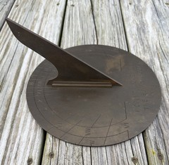 Vintage Antique Metal Sundial “I Count None But The Sunny Hours” 9″ Diameter
