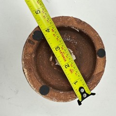 Rustic Glazed Ceramic Pillar Candle Holder Tan Brown Distressed Pedestal 4.25in