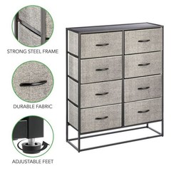 mDesign Wide Modern 8-Drawer Dresser Storage Unit Black/Graphite Gray