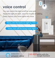 Smart Wireless Light Switch and Receiver Kit Dimming No wiring Work Alexa