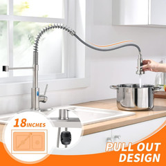 Touchless Kitchen Faucet with Pull down Sprayer LED Light Single Handle Kitchen