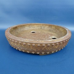 Bonsai Pot Heian Kosen Terracotta Studded Round Medium 26.3cm 10.3in Vintage JPN