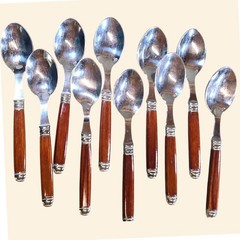 Scof France Recamier Rio Flatware Set 44pc Stainless Steel Wood Handle MCM VTG