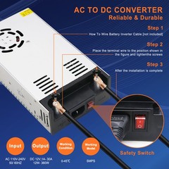 AC 110V To DC 12V 25A-50A 300A-600W Industrial Transformer Switch Power Supply