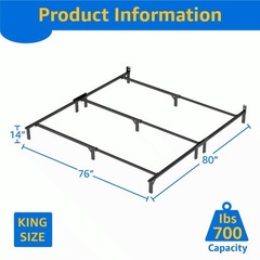 Ardent 7″ King Metal Bed Frame. Adult. Easy to Assemble.No Tools Needed