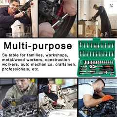 46Pcs Family Tools 1/4 Set Mechanic Tool Kits for Auto Repair Hous with Sockets