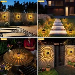 Solar Mandala Mosaic Lights 7 Color Changing Outdoor Solar Fence Decor Lamp