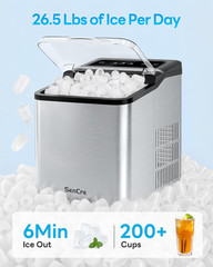 Ice Makers Countertop, 26.5Lbs/24H Ice Machine with 2 Sizes Bullet Ice, 9 Ice Cu