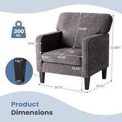 Modern Accent Chairs for Living Room, Corner Chairs for Adults, 1 Pack Grey