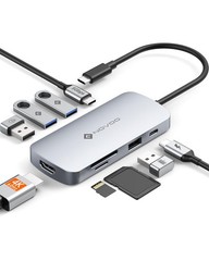 USB C Hub, 9 in 1 USB C Multiport Adapter with 4K@60Hz HDMI, 5 USB Ports, 100W P