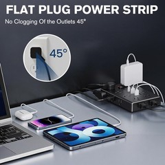 Power Strip Surge Protector with 16 Outlets 3 USB A and 3 USB C Ports Flat Plug