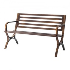 Outdoor Bench, 50 inch, Carbon Steel Metal Frame with Slatted Pattern Backrest