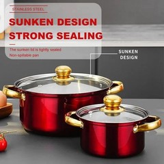 12pcs Stainless Steel Cookware Set – 6 Nonstick Pots & Pans with Matching Lids