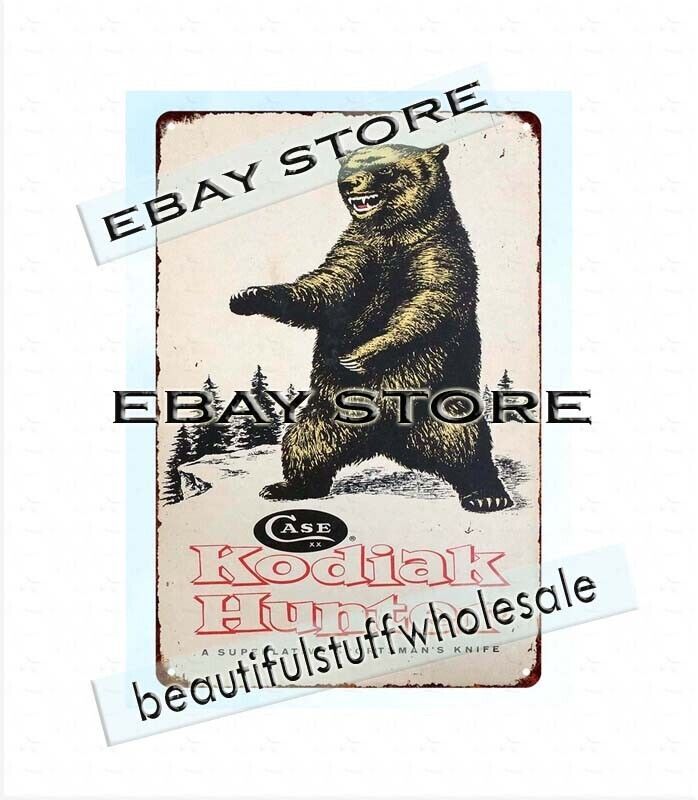 unusual home decor Case Kodiak Sheath Knife metal tin sign