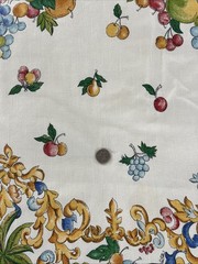 Renaissance-style Rectangular TABLECLOTH SCROLL & FRUITS 60x 78”