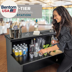 Elite Portable Bar Table for Events – Foldable Commercial Grade Wood – Pop up Mo