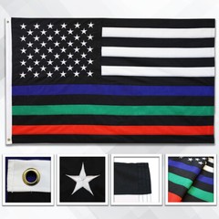 Embroidered Thin Blue Green Red Line Flag 3x5ft Thin Line House Flag 3′ x 5′